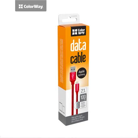ColorWay | Charging cable | 2.1 A | Apple Lightning | Data Cable CW-CBUL004-RD