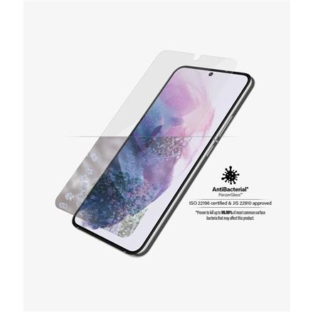 PanzerGlass | Samsung | Galaxy S22 | Tempered glass | Transparent | Case friendly. Compatible with ultrasonic fingerprint sensor. 100 % touch sensitivity. Antibacterial (ISO 22196 certified & JIS 22810 approved) | Screen Protector 7293