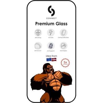 Connect Apple iPhone 14 / 13 / 13 Pro Privacy 3D Corning Gorilla Glass 5X stong Melns