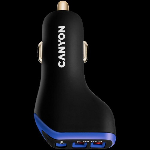 CANYON car charger C-08 PD 18W USB-C 2USB-A Black Purple