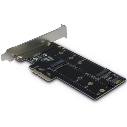 INTER-TECH PCIe Adapter for M.2 (1x M.2 S-ATA to S-ATA 7pin (powered by PCIe) + 1x M.2 PCIe x4 v3.0)