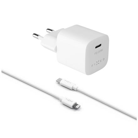 Fixed | Mini USB-C Travel Charger USB-C/Lightning Cable FIXC20M-CL-WH