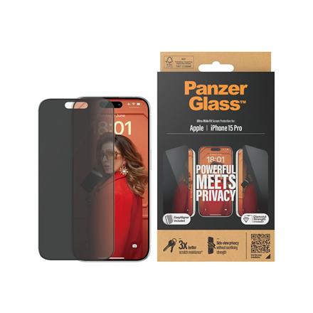 PanzerGlass | Screen protector | Apple | iPhone 15 Pro | Glass | Black | Ultra-Wide Fit w. EasyAligner P2810