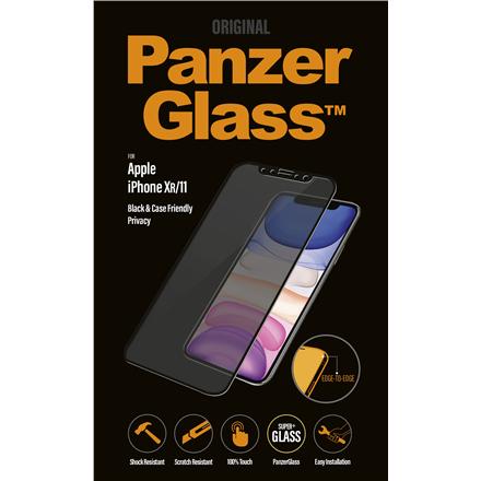 PanzerGlass | P2665 | Screen protector | Apple | iPhone Xr/11 | Tempered glass | Black | Confidentiality filter; Full frame coverage; Anti-shatter film (holds the glass together and protects against glass shards in case of breakage); Case Friendly –