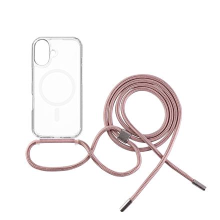 Fixed | MagPure Neck | Back Cover with Lanyard | Apple | iPhone 16 Plus | TPU | Clear, Pink FIXPUNM-1401-PI