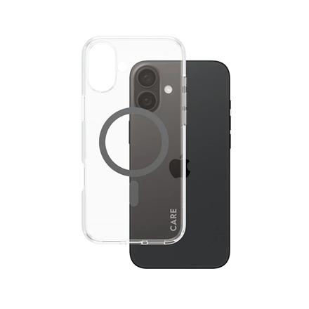 CARE by PanzerGlass Case Flagship | Back protection | Apple | iPhone 16 Plus | Recycled plastic | Transparent/Black | MagSafe 1347