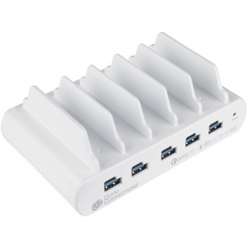 GoodConnections USB Desktop Schnellladestation 110W 10-Port 5xUSB-C/5xUSB-A QC3.0 Weiß