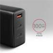 AXAGON GaN wallcharger, 3x port (USB-A + 2x USB-C), PD3.0/PPS/QC4+/SFC2.0/AFC/SCP/FCP/Apple, 100W | ACU-DPQ100 ACU-DPQ100