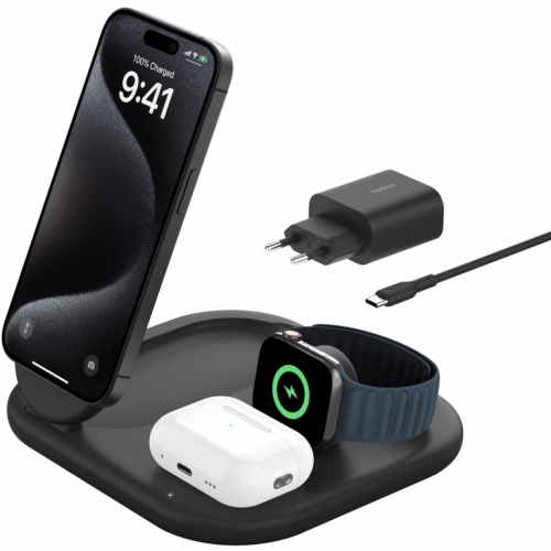 Belkin Wireless BOOST CHARGE Qi2 3-in-1 Ladest. 15W schwarz