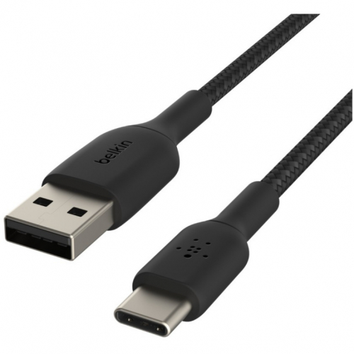 Belkin USB-C/USB-A Kabel ummantelt, 15cm, schwarz