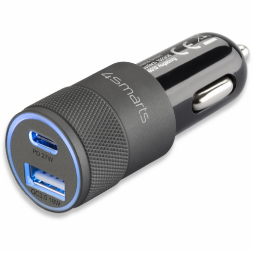 4smarts Kfz-Ladegert Rapid+ mit Quick Charge und PD 27W schw.