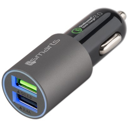 4smarts Rapid Qualcomm 3.0 Dual KFZ-Lader. 2 USB. matt-grau