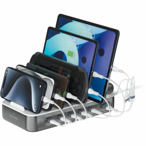 4smarts Ladestation Team 100W 5C/1A inkl. 6 Kabel. spacegrau