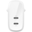 Belkin 60W Dual USB-C Ladegerät mit Power Deliver, weiss