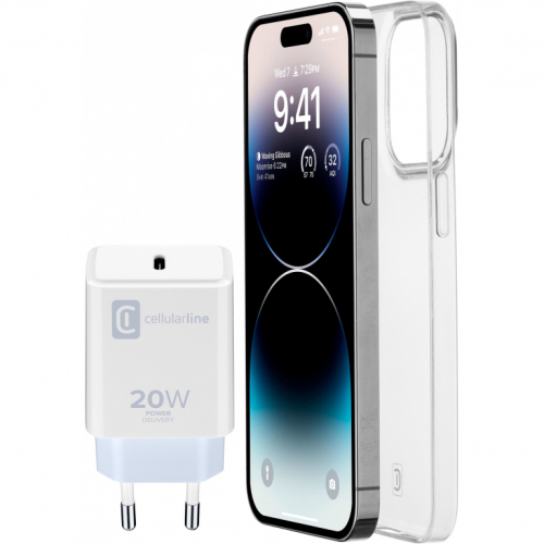 Cellularline Starter Kit Charger+Case f. iPhone 14 Pro Max