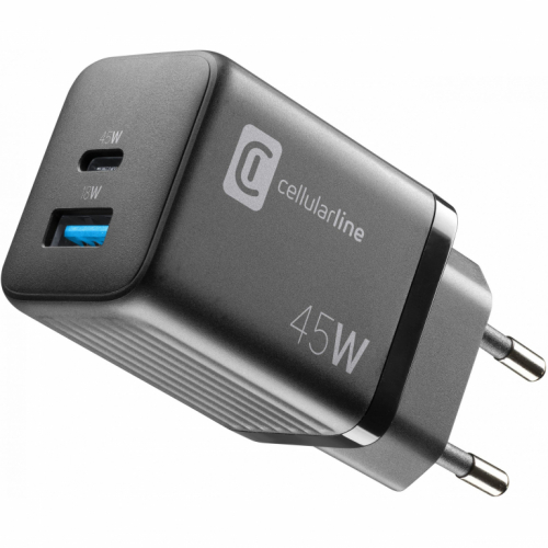 Cellularline Charger Multipower Micro 45W GaN 2 Ports Black