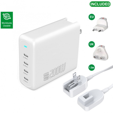 4smarts Ladegert GaN Flex Pro 200W 4 USB-C. wei