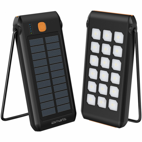 4smarts Solar Powerbank TitanPack Flex 10000mAh. Stand. Lampe