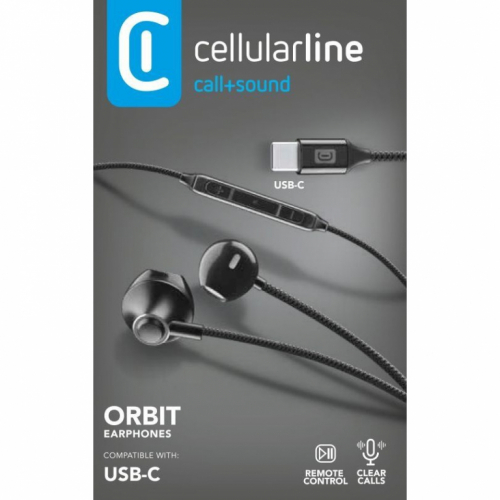 Cellularline USB-C Kopfhrer mit Mikrofon Schwarz