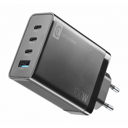 Cellularline Multipower Nano 100W Reiselader 4 Port GaN Black