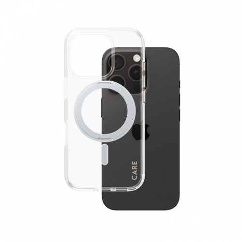 PanzerGlass CARE by ® Feature Case Transparent w. Silver Kickstand & MagSafe iPhone 16 Pro