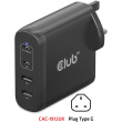 Club3D Ladegerät 2xUSB Typ C. 2xUSB Typ A. PD 100W. GaN retail