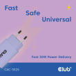 Club3D Lifestyle Ladegerät USB-C 30Watt. 2Stk lila retail