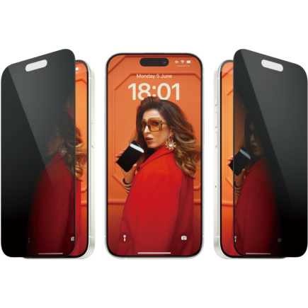 PanzerGlass Privacy iPhone 15 Pro. UWF w. EasyAligner
