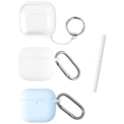 4smarts Case Set Omega AirPods 4. 3er Set wei. hellblau