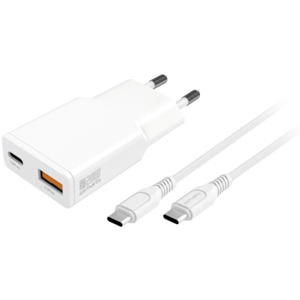4smarts Ladegert PDPlug Duos Slim 20W GaN USB-C/A+USB-C Kabel