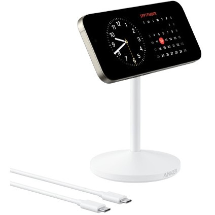 ANKER MagGo Wireless Charging Stand Qi2 15W MagSafe um 360 drehbar fr iphone 12 und hher weiss