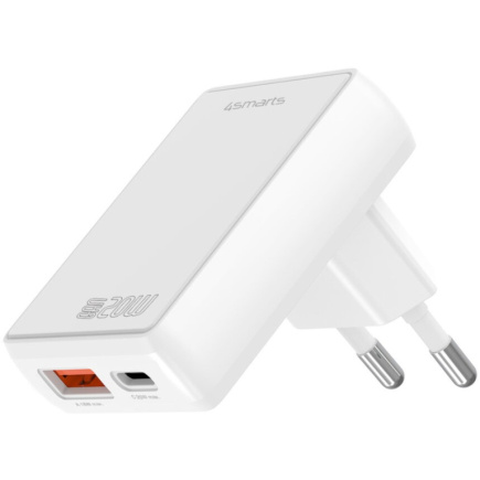 4smarts Netzladegert FlatPlug Duos 20W GaN 1C+1A, wei