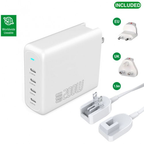 4smarts Ladegert GaN Flex Pro 200W 4 USB-C. wei