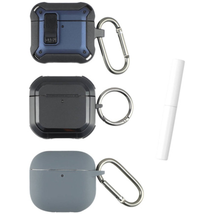 4smarts Case Set Alpha AirPods 4.3er Set blau.grau.schwarz