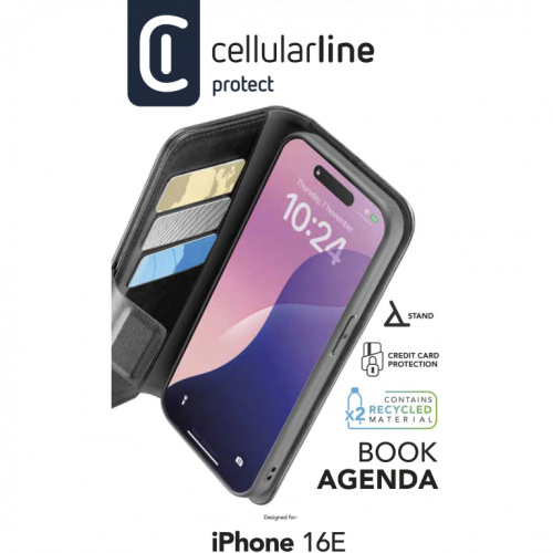 Cellularline Book Agenda 2 Case fr Apple iPhone 16e Must