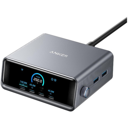 ANKER Prime Charger 250W USB-C Ladegert 6 Ports GaNPrime 2.26Z LCD-Display Smart Control Regler