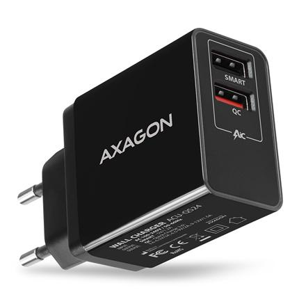 AXAGON Dual wallcharger 240V/2x USB port QC3.0/AFC/FCP and 5V-1.2A, 24W | ACU-QS24 ACU-QS24