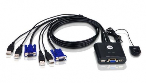 ATEN 2-Port USB VGA Cable Switch w Rem. Port Selec