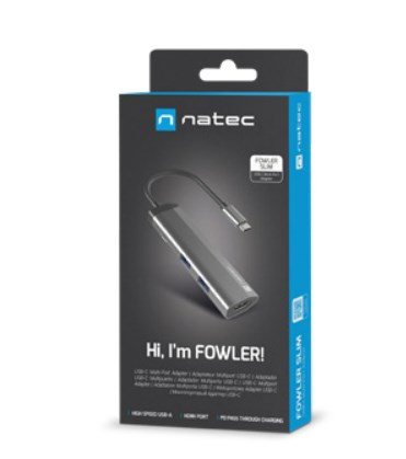 NATEC Fowler Slim Wired USB 3.2 Gen 1 (3.1 Gen 1) Type-C Black, Chrome