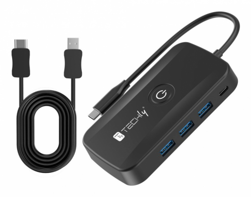 Techly IDATA USBC-HUB5WL AV extender AV transmitter & receiver Black