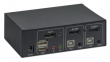 Manhattan DisplayPort 1.2 KVM Switch 2-Port, 4K@60Hz, USB-A/3.5mm Audio/Mic Connections, Cables included, Audio Support, Control 2x computers from one pc/mouse/screen, USB Powered, Black, Three Year Warranty