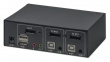 Manhattan DisplayPort 1.2 KVM Switch 2-Port, 4K@60Hz, USB-A/3.5mm Audio/Mic Connections, Cables included, Audio Support, Control 2x computers from one pc/mouse/screen, USB Powered, Black, Three Year Warranty