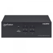 Manhattan HDMI KVM Switch 4-Port, 4K@30Hz, USB-A/3.5mm Audio/Mic Connections, Cables included, Audio Support, Control 4x computers from one pc/mouse/screen, USB Powered, Black, Three Year Warranty