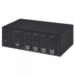 Manhattan HDMI KVM Switch 4-Port, 4K@30Hz, USB-A/3.5mm Audio/Mic Connections, Cables included, Audio Support, Control 4x computers from one pc/mouse/screen, USB Powered, Black, Three Year Warranty