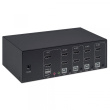 Manhattan HDMI KVM Switch 4-Port, 4K@30Hz, USB-A/3.5mm Audio/Mic Connections, Cables included, Audio Support, Control 4x computers from one pc/mouse/screen, USB Powered, Black, Three Year Warranty