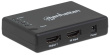 Manhattan HDMI Splitter 4-Port (Compact), 4K@30Hz, Displays output from x1 HDMI source to x4 HD displays (same output to four displays), AC Powered (cable 0.7m), Black, Three Year Warranty