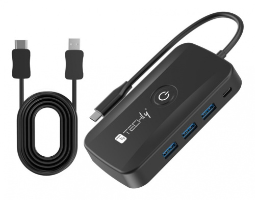 Techly IDATA USBC-HUB5WL AV extender AV transmitter & receiver Black