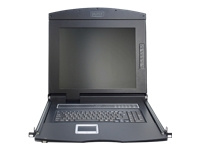 DIGITUS modularized 43.2cm 17inch TFT console with 8 port KVM US keyboard RAL 9005 Must color