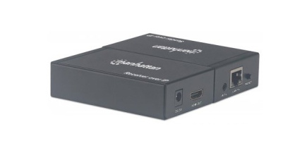 Manhattan 1080p HDMI over IP Extender Kit, Extends 1080p Signal up to 120m with a Network Switch and Single Ethernet Cable, IR Support, Черный, Three Year Warranty