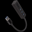 AXAGON HMA-CR3A - 3x USB-A + SD/microSD, USB3.2 Gen 1 hub - metal - 20cm cable 